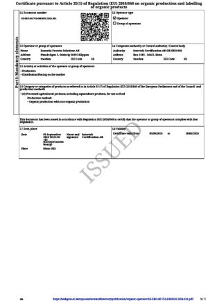 Certificate Organic Stidsvig 2025 1